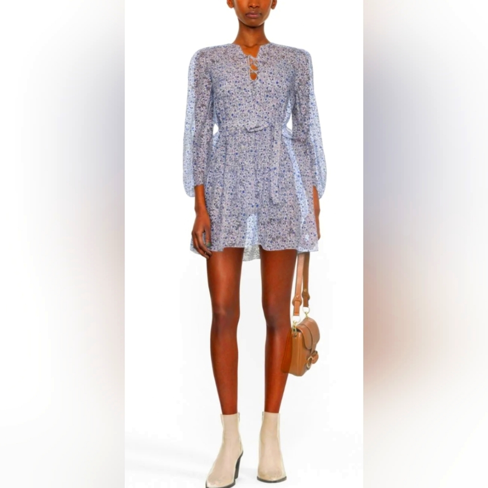 Maja Day Dress Floral Mini Blue Size 36 New NWT